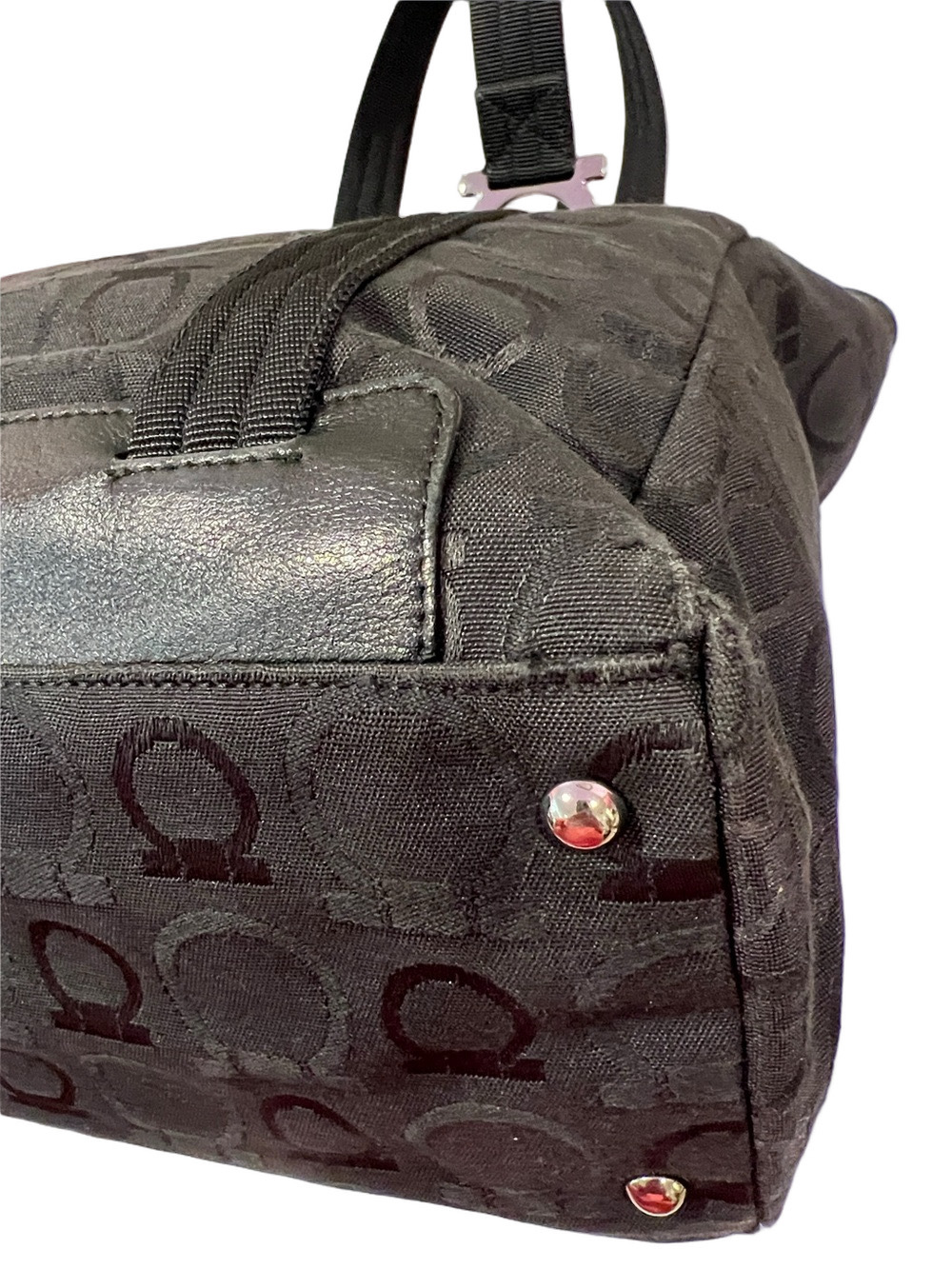 Salvatore Ferragamo Black Logo Jacquard Tote with Gancini Hardware - Picture 7 of 16